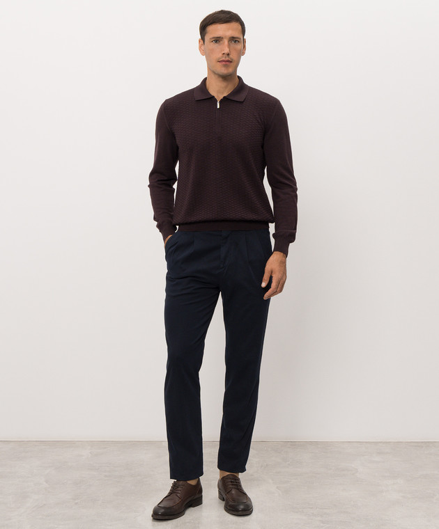 Bertolo Cashmere Фиолетовое поло из шерсти и шелка с фактурным узором 902473002514 изображение 2