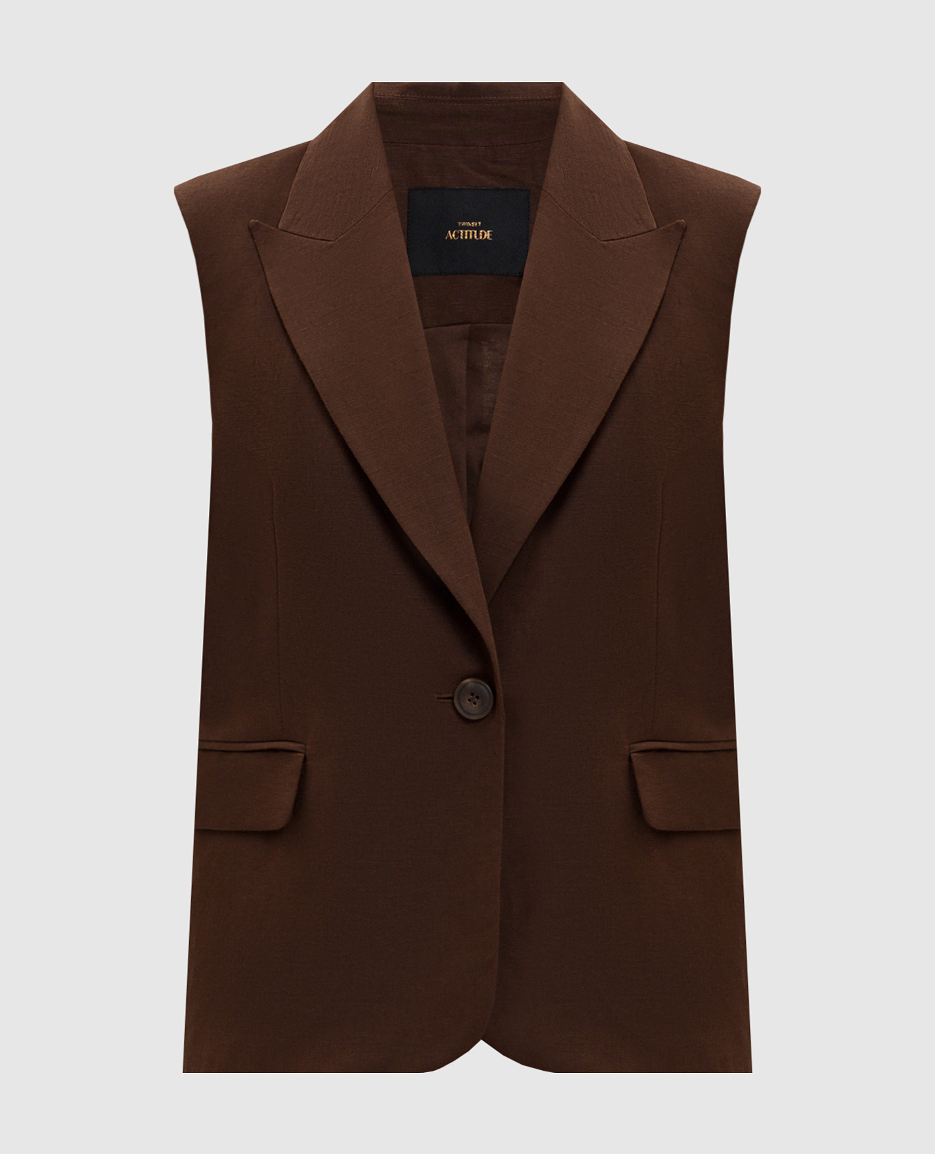 Коричневый жилет с льном