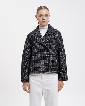 Dolce&Gabbana Чорне укорочене двобортне пальто з вовною альпаки та шовком F27GDTFQZAO