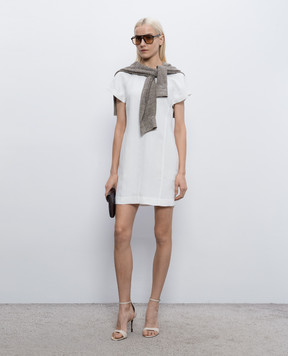 Brunello Cucinelli Біла сукня міні з льоном MH126AFR72