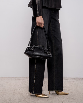 Alexander McQueen Чорна шкіряна сумка Manta з логотипом 8613741VDXA