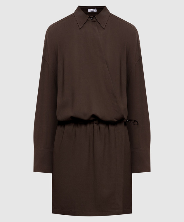 Brunello Cucinelli Коричнева сукня з вовною MG542AB1A1