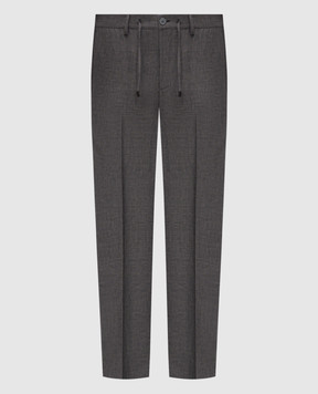 Stefano Ricci Сірі штани з льону, вовни та шовку з емблемою M1T6100018B127HA