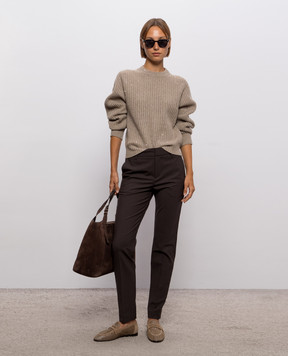 Brunello Cucinelli Коричневий светр з кашеміру та вовни з паєтками MBM753500