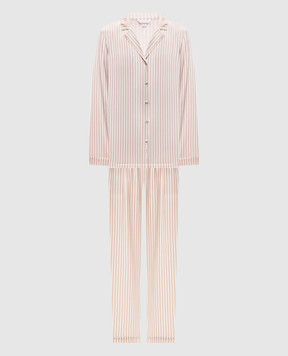 Dore & Rose Бежева піжама в смужку із шовку SILKPJSET