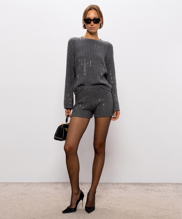Twinset Серые шорты с кристаллами 262TT3151 изображение 2