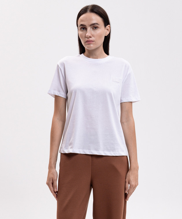 Twinset Белая футболка с нашивкой логотипа 262TT2552 изображение 3