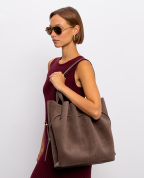 YUZEFI Коричнева замшева сумка-тоут Scallop SCALLOPTOTESUEDE