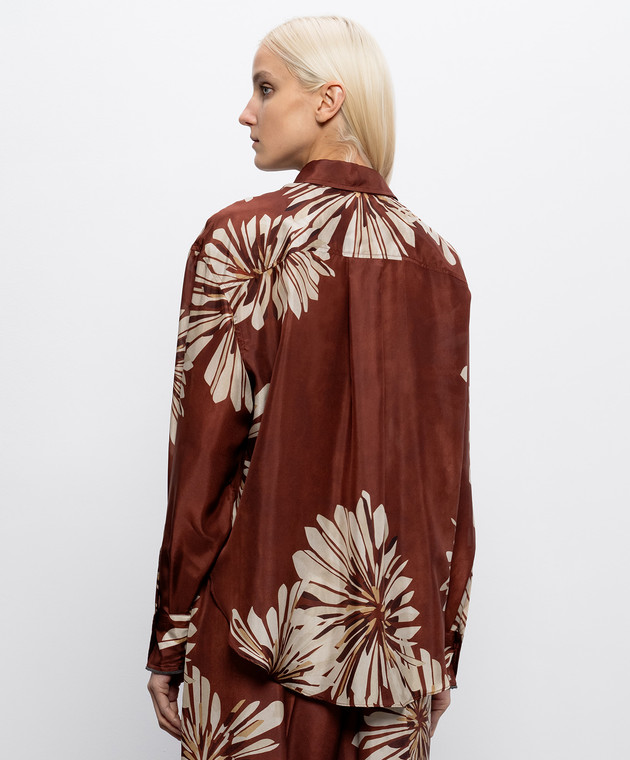 Brunello Cucinelli Коричневые блузки из шелка в принт MQ967RH206 изображение 4