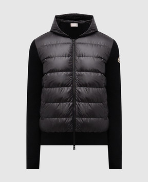 Moncler Черная комбинированная куртка K20919B00041M1131