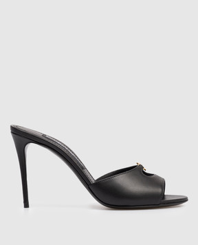 Dolce&Gabbana Черные кожаные мюли с логотипом DG CR1978A1953