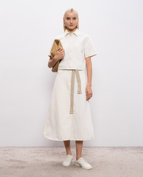 Agnona Джинсова спідниця міді кольору айворі з льоном TG1104YU2130