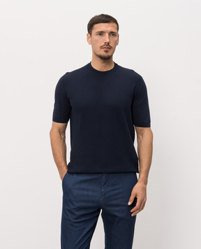 Kiton Синяя футболка с геометрическим узором UMK0934