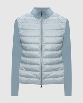 Moncler Голубая комбинированная куртка с логотипом L10939B00031M1131