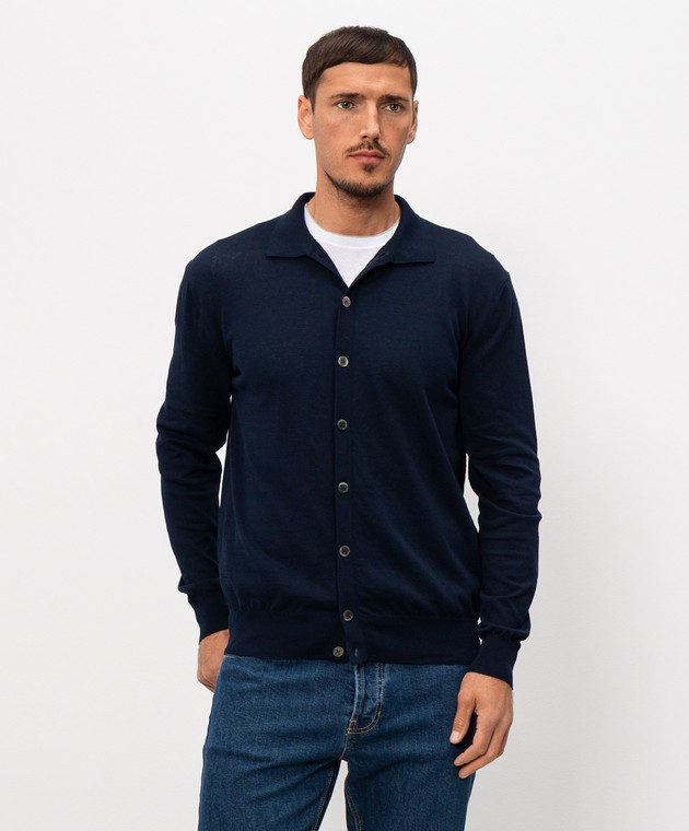 Pini Parma Синій кардиган з бавовни CARDBL зображення 3