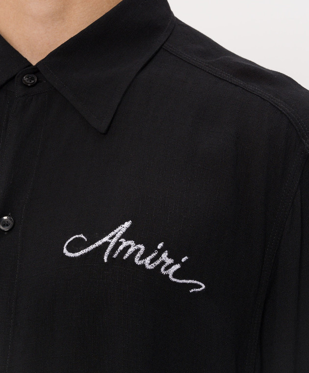 AMIRI Черная рубашка с вышивкой логотипа AM326SH003 изображение 5