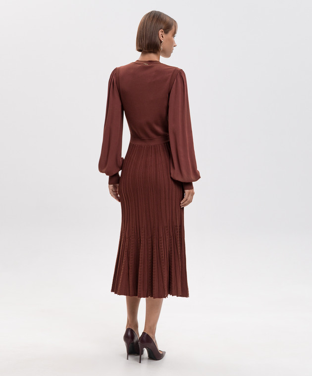 Twinset Коричневое платье с фактурным узором 262TP3082 изображение 3