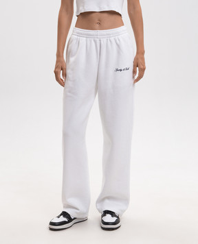 Sporty & Rich Утеплені спортивні штани кольору айворі з вишивкою логотипа PA071712326WH01