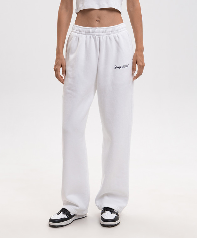 Sporty & Rich Утепленные спортивные штаны айвори с вышивкой логотипа PA071712326WH01 изображение 3