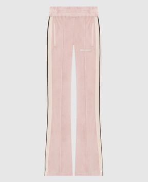 Palm Angels Рожеві велюрові спортивні штани з вишивкою логотипа PWCJ019S26FAB001