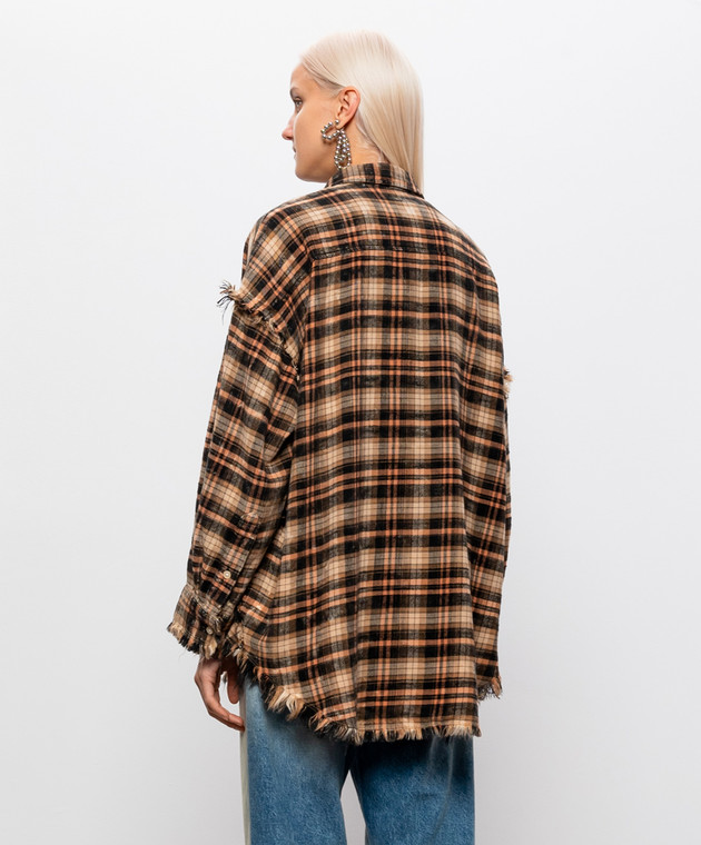 R13 Коричневая рубашка в клетку с бахромой R13WR075R936B изображение 4