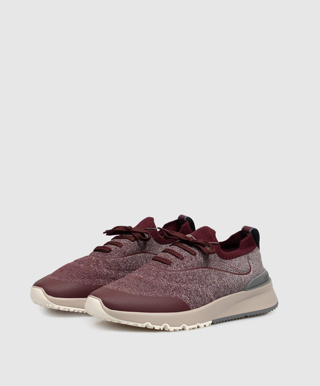 Brunello Cucinelli Бордовые кроссовки MZUEHRO342 изображение 2