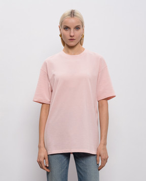 Saint Laurent Рожева футболка з вишивкою монограми 832941Y37HCw