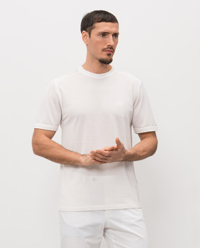 Stefano Ricci Біла футболка з шовком з вишивкою логотипа MNH6105150DJ0011