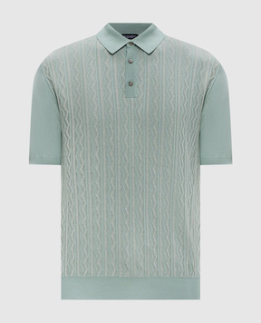 Stefano Ricci Зелене поло із шовком у візерунок K414014P13F26165