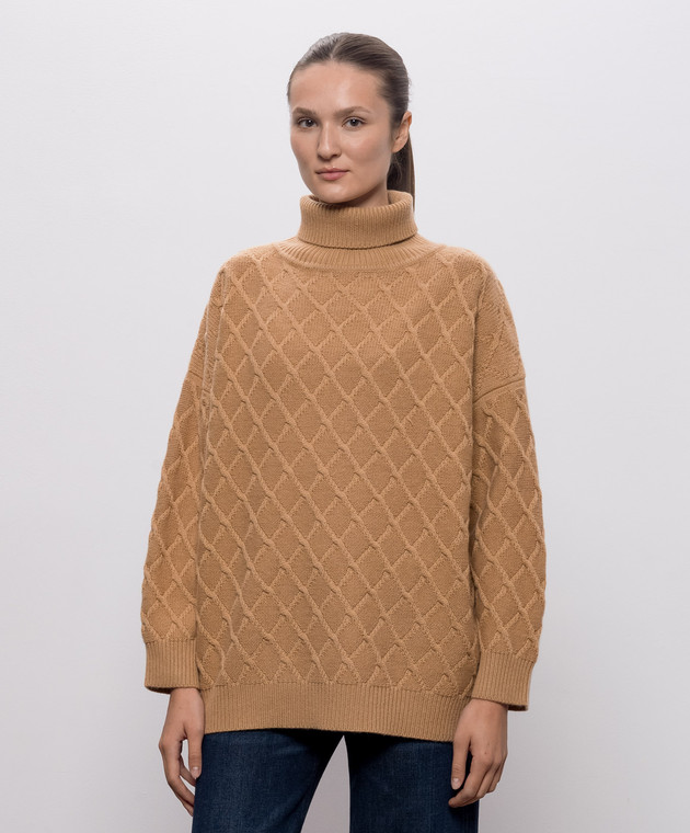 Max Mara Коричневий светр BAMBOLA з вовни і кашеміру MXMBAMBOLA зображення 3