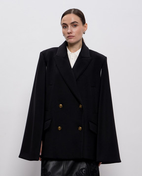 Twinset Черное двубортное пальто с шерстью 252TS2130