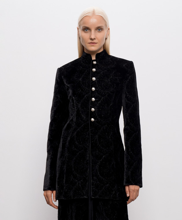 Ann Demeulemeester Чорний оксамитовий жакет Yana Marsina з шовком B0014267FA753 зображення 3