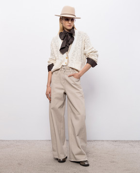 Brunello Cucinelli Коричнева сорочка з ланцюжком моніль MP091M3A46