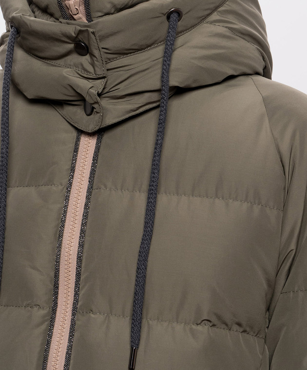 Brunello Cucinelli Пуховик цвета хаки с цепочкой мониль MH5257216 изображение 5
