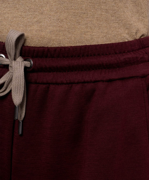 Brunello Cucinelli Бордові спортивні штани з шовком MP828SM689 зображення 5