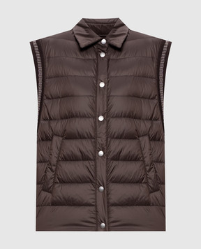 Peserico Коричневий пуховий жилет з ланцюжком моніль A034622200N
