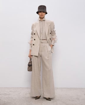 Brunello Cucinelli Бежевая блуза с цепочкой мониль MP091MQ406