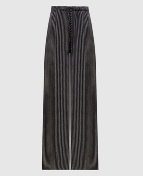 Max Mara Чорні палаццо CLARINO із шовку в смужку MXMCLARINO