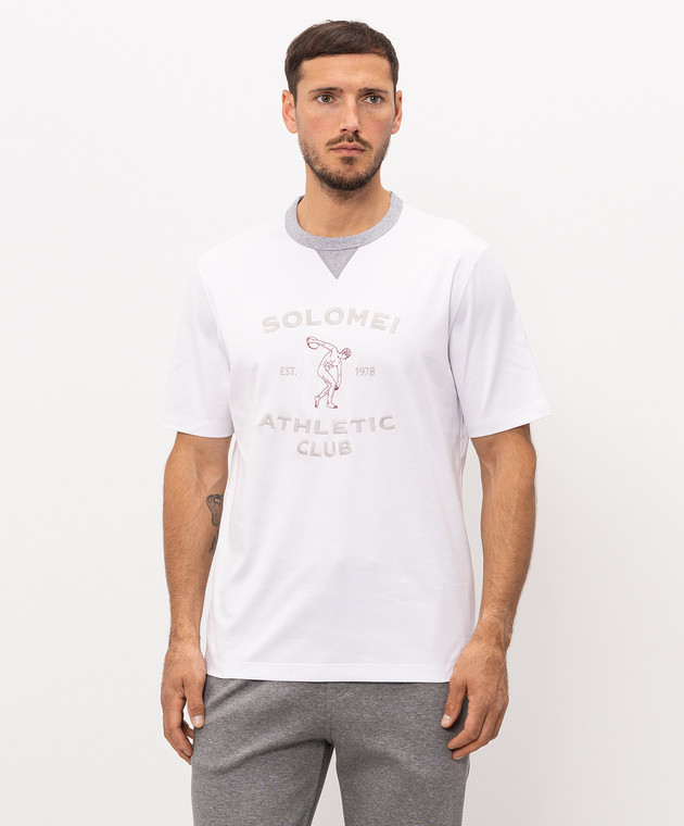 Brunello Cucinelli Белая футболка с вышивкой M0B131002G изображение 3