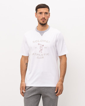 Brunello Cucinelli Белая футболка с вышивкой M0B131002G
