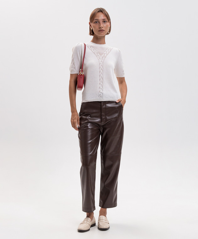 Twinset Топ с шерстью цвета айвори с ажурным узором 262TP3210 изображение 2