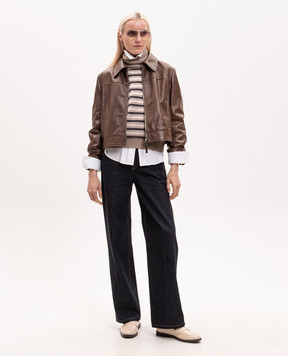 Brunello Cucinelli Коричнева шкіряна куртка MPNMO7458P