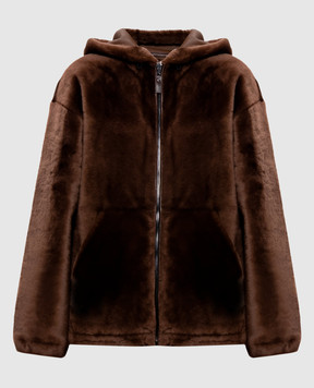 Babe Pay Pls Коричневая двусторонняя дубленка с капюшоном 2536MERINO