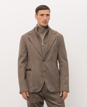 Brett Johnson Коричневый блейзер из кашемира с планкой FW26B72ZE992CHE