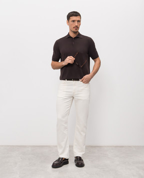 Agnona Білі джинси з льоном з патчем логотипа T711U5YU2130