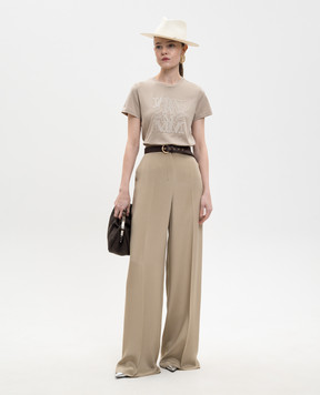 Max Mara Бежевая футболка GIOVANE с вышивкой MXMGIOVANE