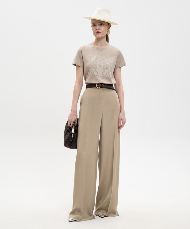 Max Mara Бежевая футболка GIOVANE с вышивкой MXMGIOVANE изображение 2