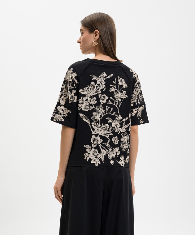 Twinset Чорна футболка з квітковим принтом 261LM2SDD зображення 4