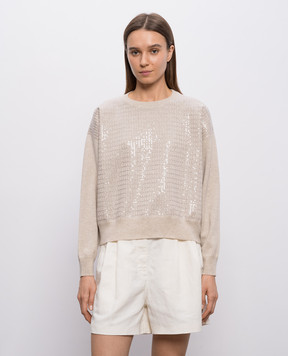 Brunello Cucinelli Бежевий джемпер з вовни, кашеміру та шовку M16230010