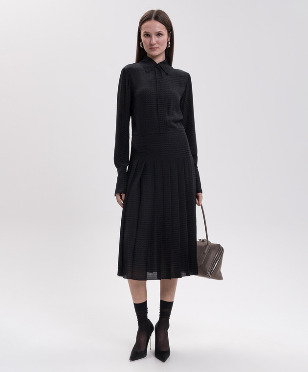 Fendi Черное платье из шелка с плёсированием FDD679AME8 изображение 2